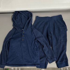 Carter's Navy Hooded Waffle Knit Top